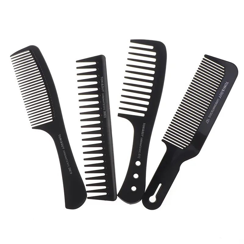 Portable Black Wide Tooth Comb Black Plastic Heat-resistant Barber Comb For Hair Styling Tool