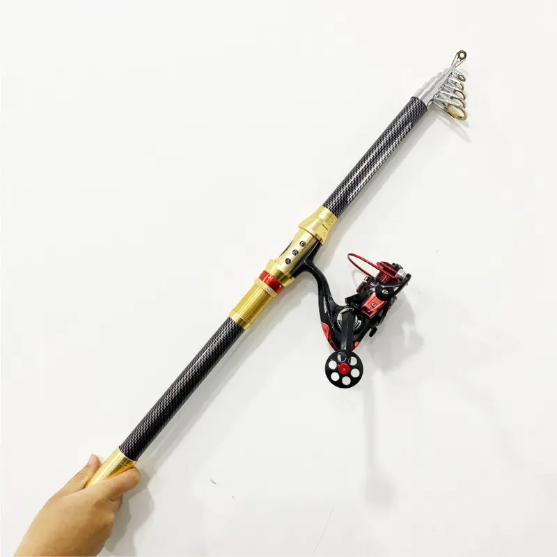 1 Set Paket Joran Pancing Laut Antena Portable High Carbon Joran Laut Teleskopik dengan Reel Pancing 1