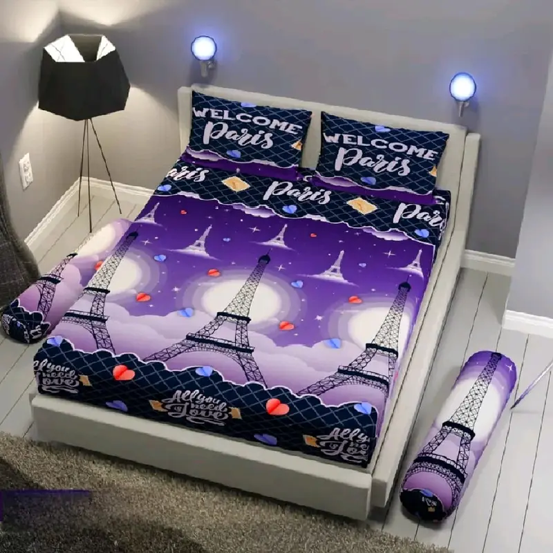 Seprei Katun Motif Paris Sprei NO 1 King Size Menara Eiffel Terlaris Termurah FREE Sarung Bantal Guling Sudut Karet 3