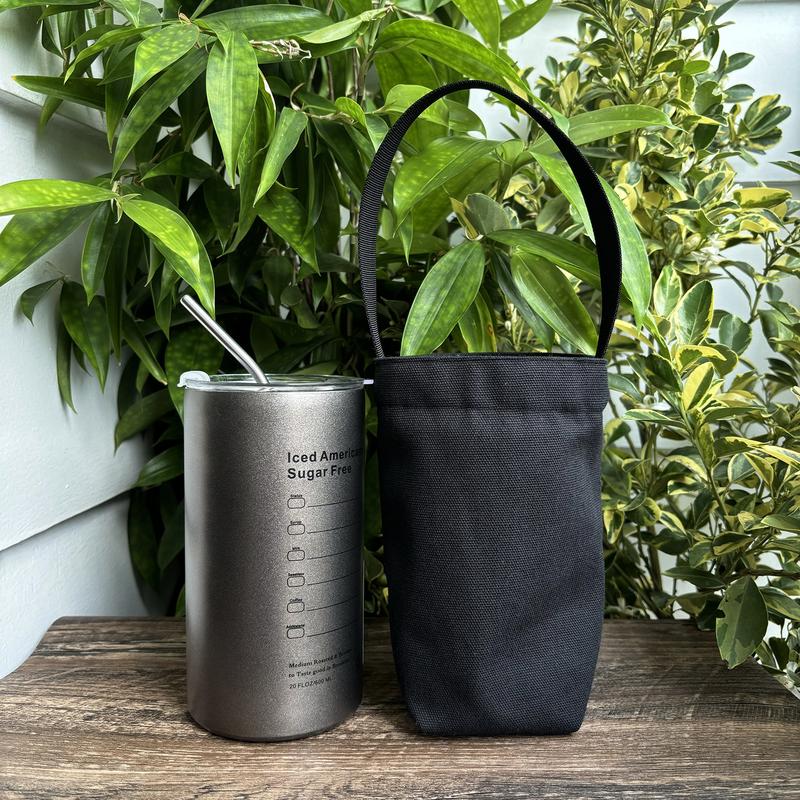 Túi đựng ly đựng bình nước bottle bag vải canvas đen in hình Teddy phi hành gia Hiany AB07 2
