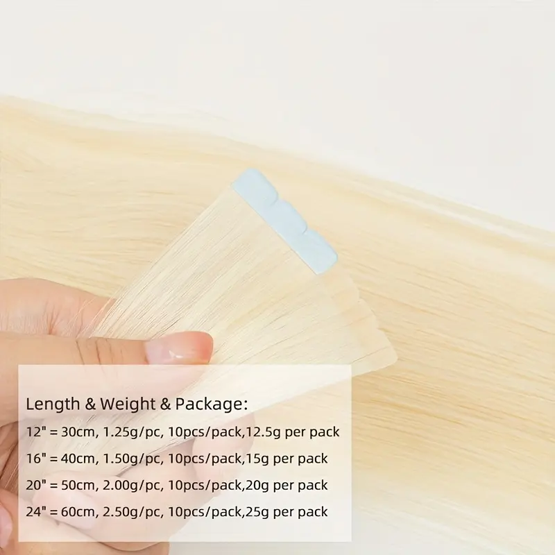 Mini Human Hair Extensions Double-Sided Invisible Seamless Tape 10 Pieces/Set Natural Straight Hair Black Brown Blonde 12-24inch 5