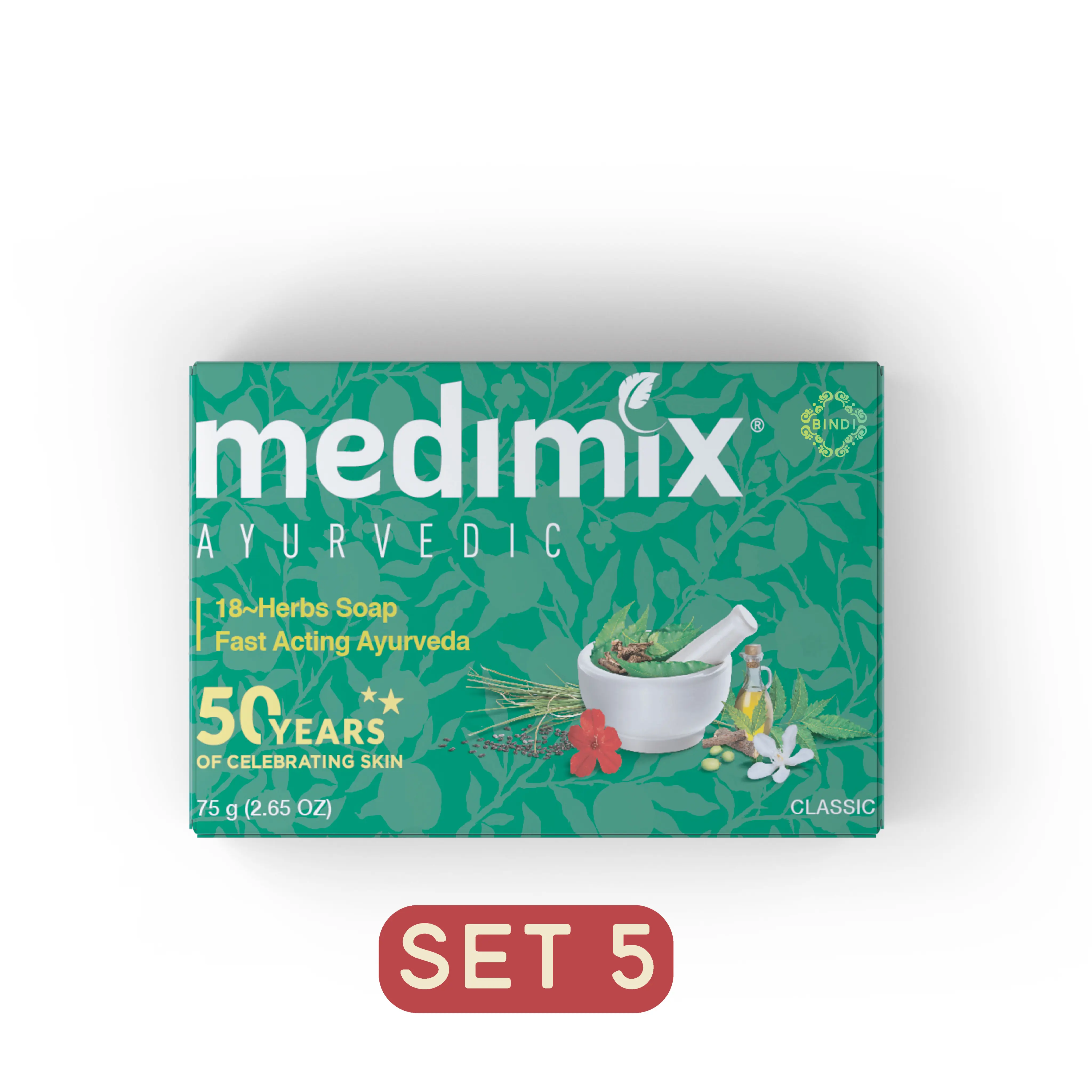 Set 5 xà phòng Medimix 18 loại thảo dược Ayurveda Tác Động Nhanh 125g /bánh Dưỡng Body Skincare