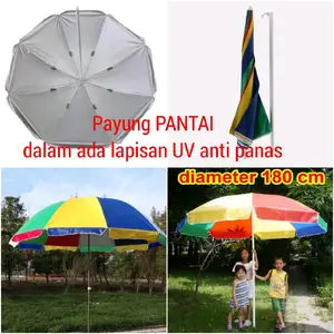 payung pantai dengan lapisan UV uk 160cm / payung tenda