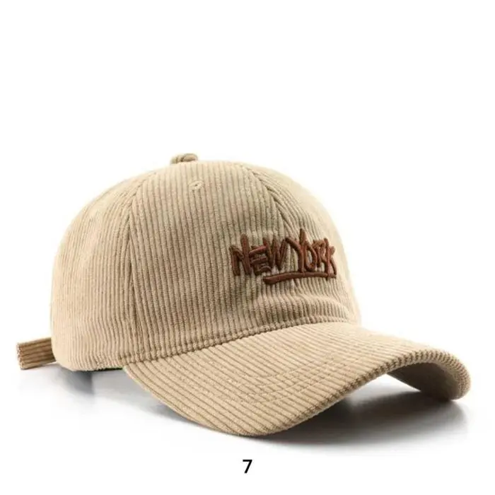 PROMO !!! TOPI CORDUROY BASEBALL CAPS BORDIR PARIS DAN NEW YORK - cream new york