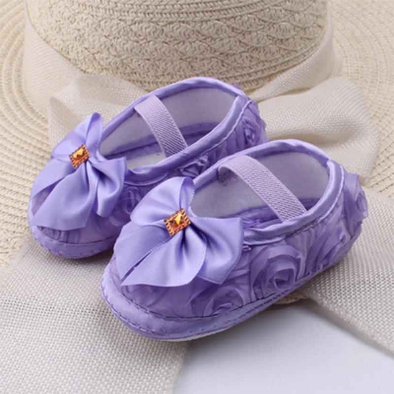 Giày Công Chúa Cho Trẻ Sơ Sinh, Đế Mềm, Cho Em Bé Gái, Thiết Kế Thắt Nơ Hoa, Làm Bằng Satin, Giày Cũi, Dễ Thương, Không Trơn Trượt, Có Ren, Dép Prewalker, Thích Hợp Cho Độ Tuổi: 0-18 M 2