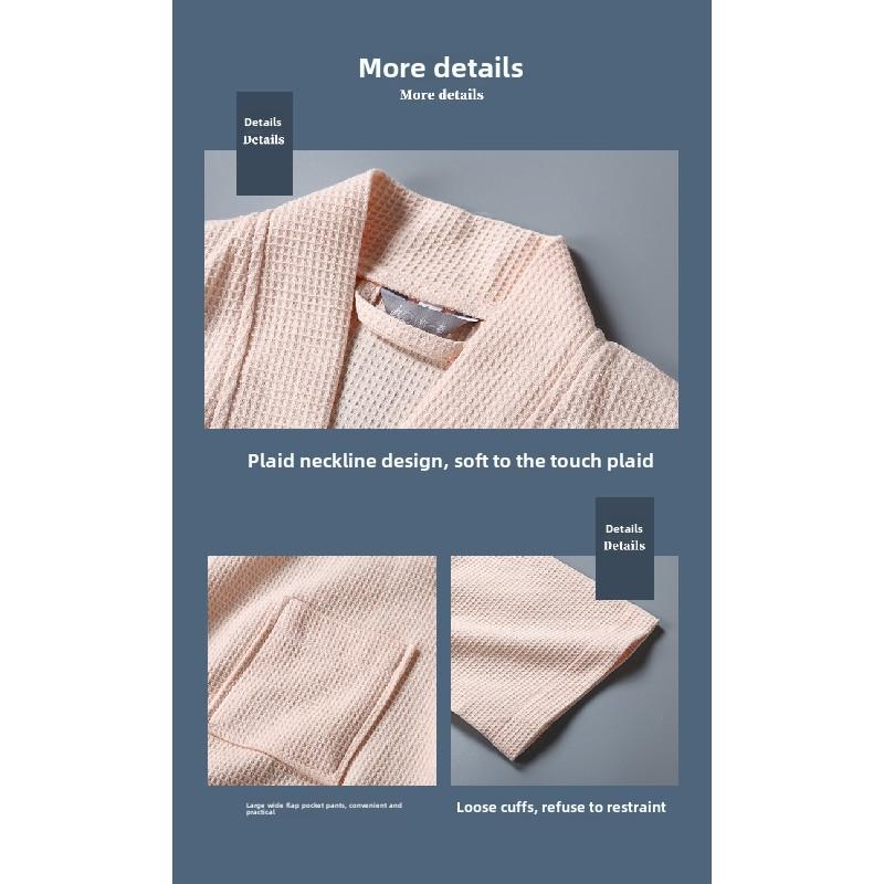 Product Introduction of Bamboo Fiber Brand Towel Waffle Pure Cotton Hotel Bathrobe Men Women Long Nightgown Men Spring Summer Autumn Winter Absorbent Quick-Dry Couple Bathrobe 6