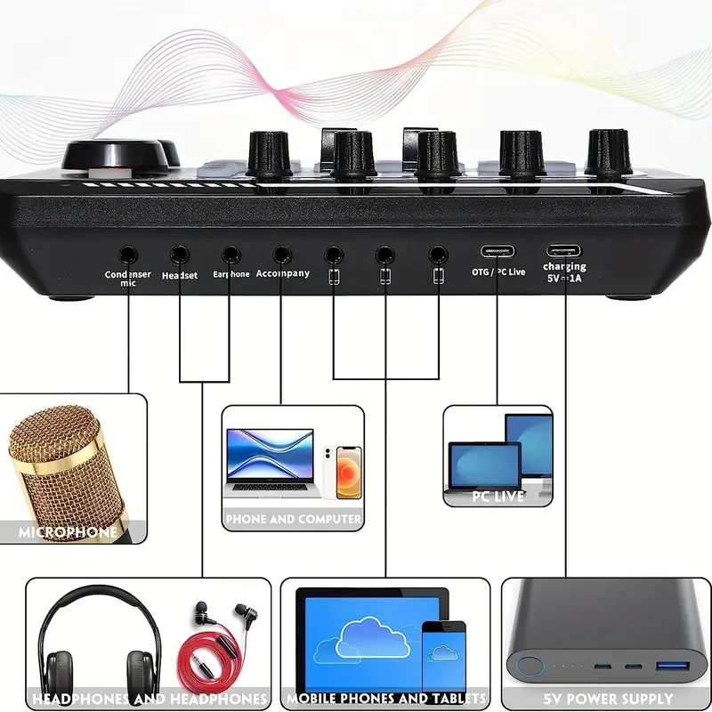 Podcast Equipment Bundle, Audio Interface with Studio Condenser Microphone, DJ Mixer for Podcasting, Singing, Streaming and Gaming 7