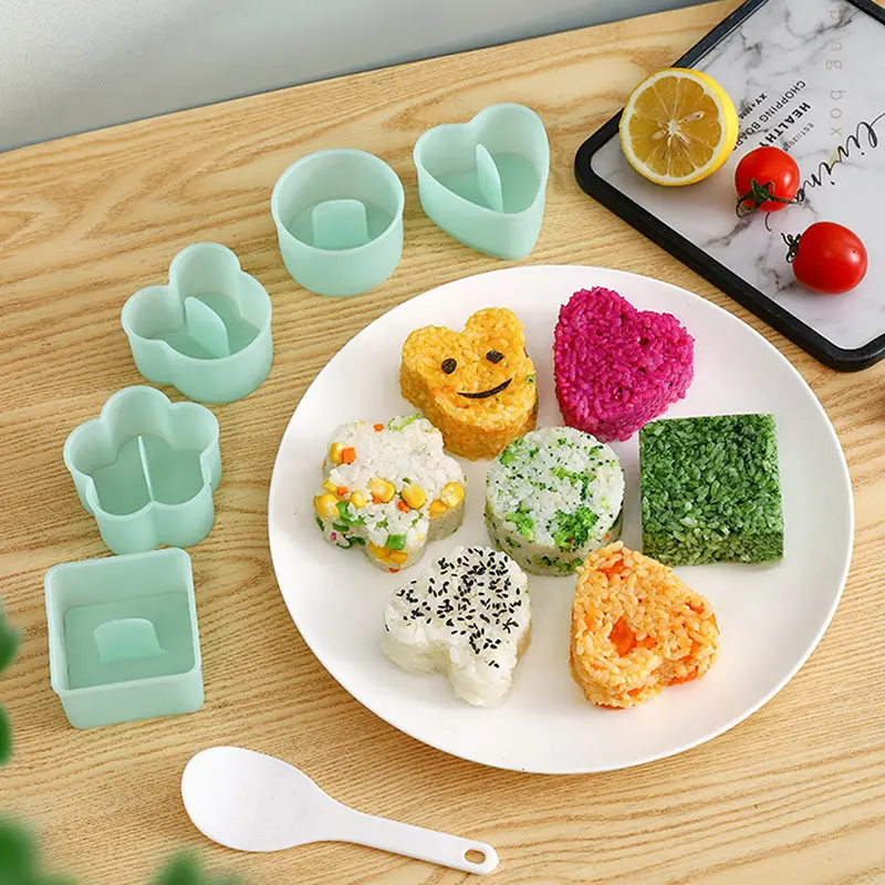 Bộ Khuôn Cơm Nắm Hình Hoạt Hình, 5 Cái, Khuôn Sushi, Máy Dập Bento, Phụ Kiện Nhà Bếp