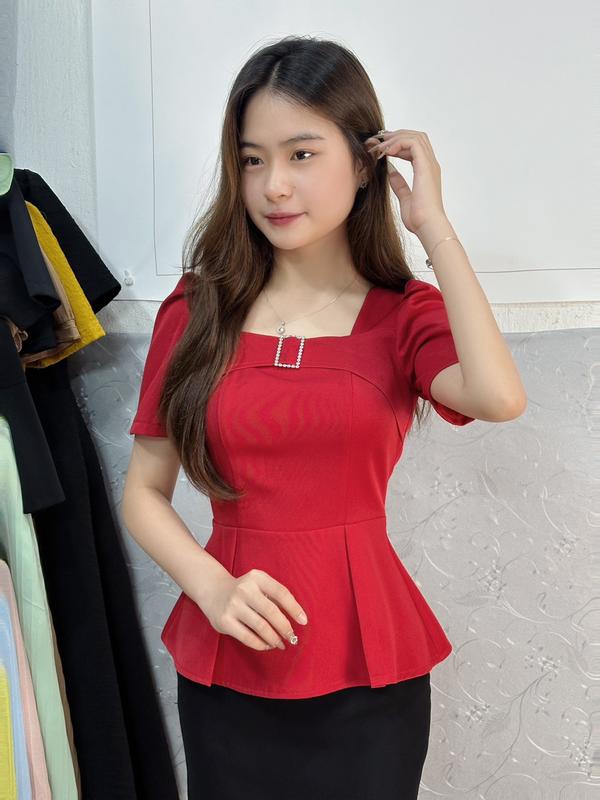 áo thiết kế v13 Nhà May Hậu Yến chất chéo thái có độ co giãn nhẹ thấm hút mồ hôi ít nhăn nhàu