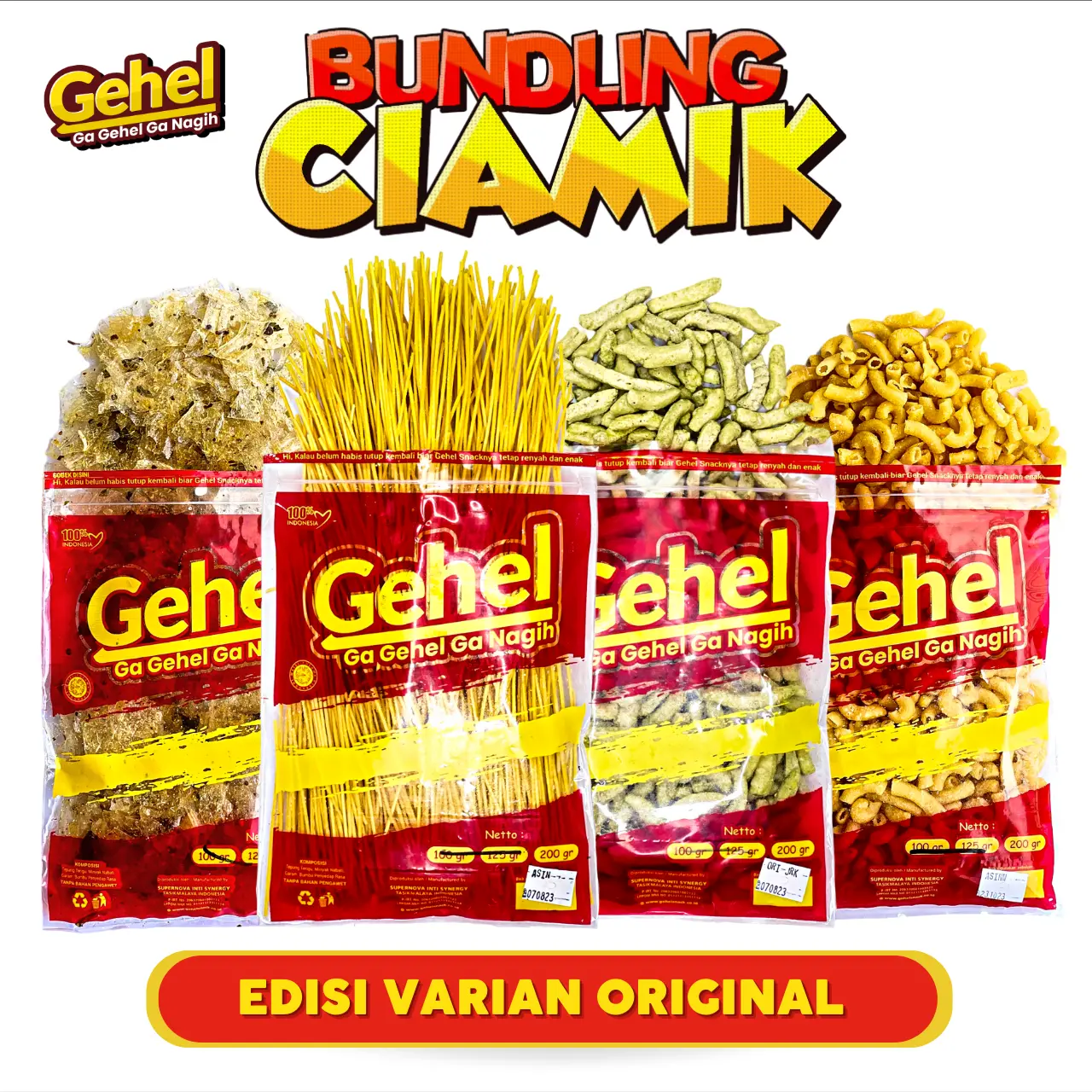 PAKET BUNDLING CIAMIK - Cemilan Mie Lidi,Kripca,Basreng,Makaroni, (Varian Original) Food