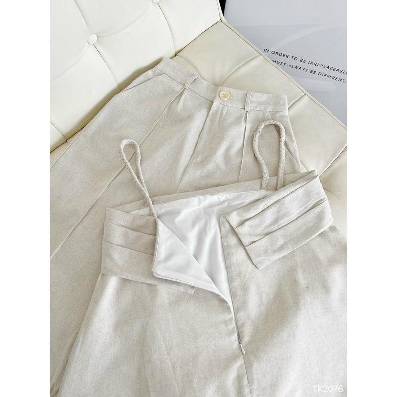 Set linen áo hai dây quần ống rộng