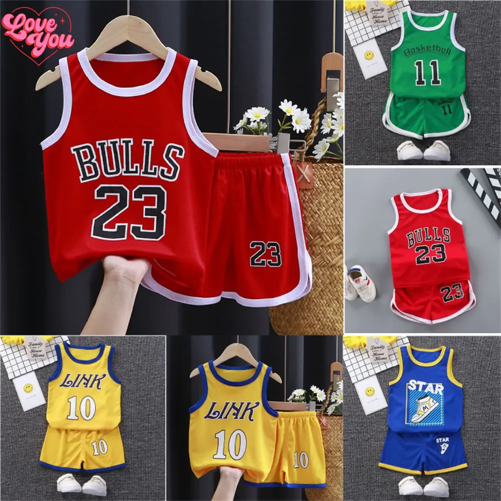 (1-9Y) Kids Terno For  Boys Girls Kids Clothes Pajama sport Basketball Short Sleeve Suit Shorts Set Quick drying two-piece jersey set