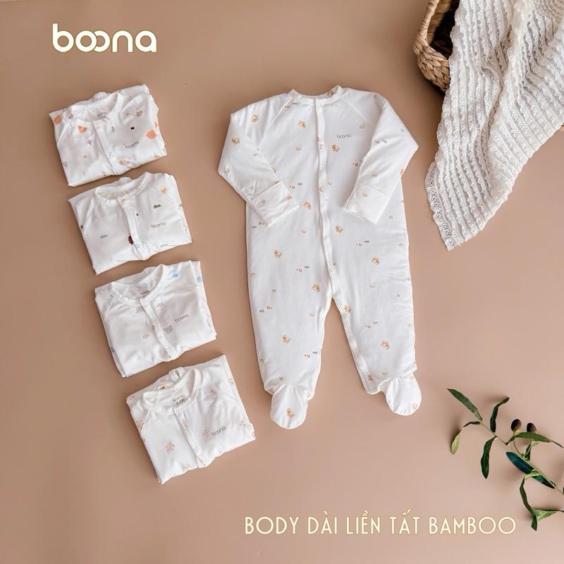 Body Liền Tất Dài Tay Boona Chất Liệu Bamboo Silk   - Cho Bé Trai Bé Gái Sơ Sinh 0-3M
