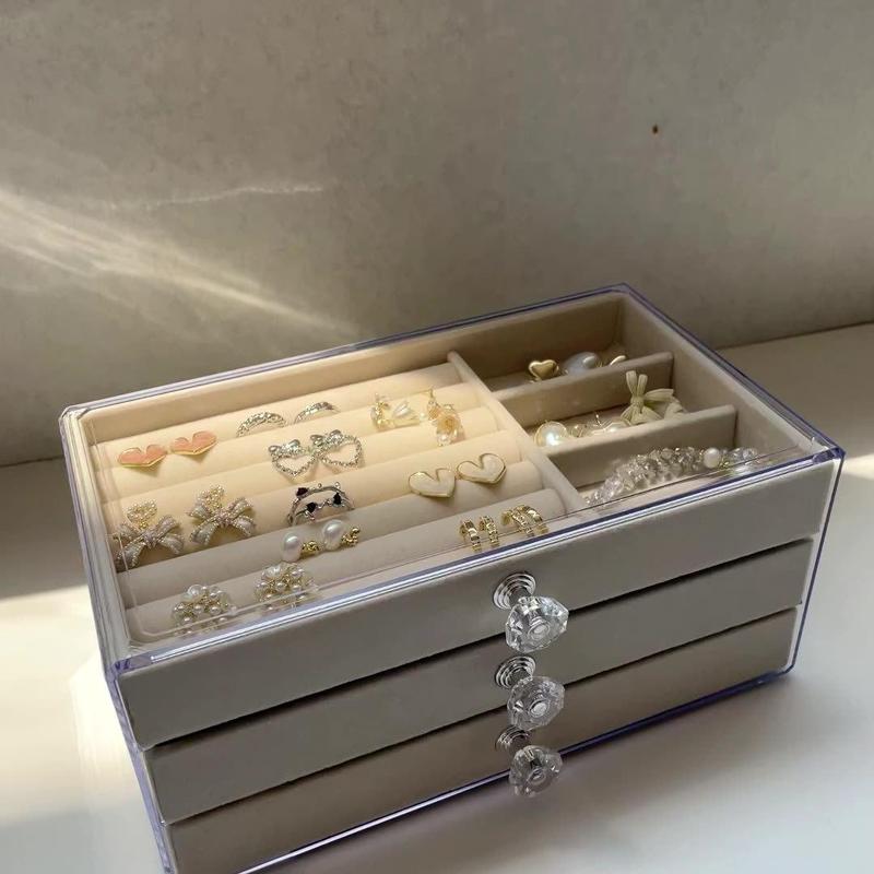 Product Introduction of Jewelry Storage Box, 1 Count Multi-grid Jewelry Organizer, Transparent Frame Jewelry Display Box, Home Organizer for Earrings Necklace Bracelet, Best Friend Gifts 2