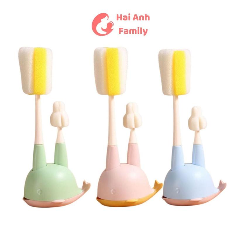  Cọ rửa bình sữa mút xốp 2 chi tiết cho bé tùẏ chọn có đế cá heo 