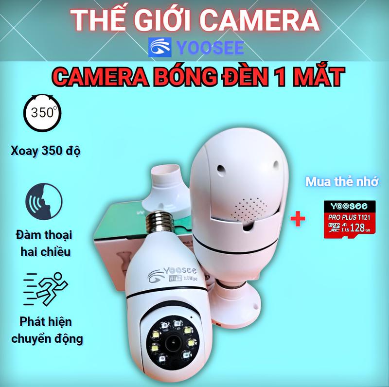 CAMERA YOOSEE BÓNG ĐÈN FHD 6.0M - 1 MẮT XOAY 350 ĐỘ - ĐÀM THOẠI 2 CHIỀU - BÁO ĐỘNG CHỐNG TRỘM - HÌNH ẢNH RÕ NÉT