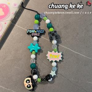 Rantai Telefon Bimbit, Reka Bentuk Persegi Berkotak-kotak, dengan Kes Telefon, Tali Gantung, Jenama Trendi, Gaya Kartun, Buatan Tangan, Perhiasan Gantung Manik DIY, Loket Kamera CCD, Tali Anti-Rugi, Aksesori Comel Baharu