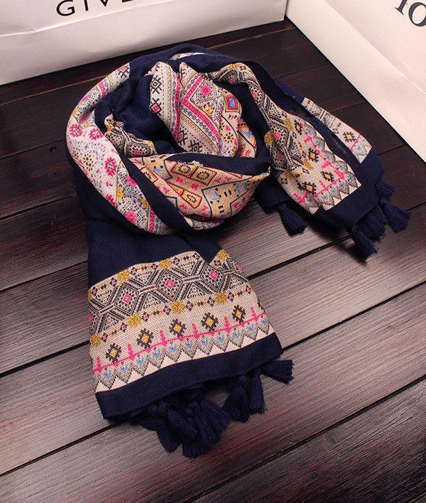 Product Introduction of Khăn Quàng cổ Quàng Cổ Dài, Dành Cho Nữ, In Họa Tiết Bohemian, Chất Liệu Vải Lanh Và Cotton Mềm Mại, Thiết Kế Lưới Kim Cương, Thích Hợp Che Nắng, Hàng Mới Về Từ Hàn Quốc, Khăn Choàng Hoa Tulip Women 3
