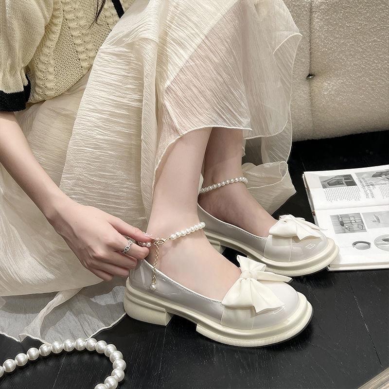Giày búp bê nữ lolita phối nơ quai ngọc độn đế 5cm GD007 2