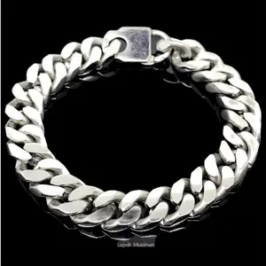 Gelang Titanium Pria Rantai Baja Putih Garansi Anti Karat