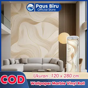 Paus Biru Wallpaper Dinding Motif Vinyl Marble Foam Roll Sticker Kamar Dekorasi PET 120 x 280 cm A52 2.8 METER LEBAR 120 CM Anti Air & Tahan Gores