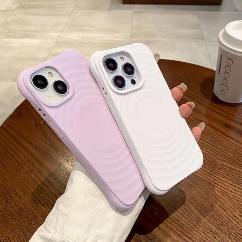 Casing Ponsel Sudut Tebal Ripple untuk iPhone 13 11 15 14 12 Pro Max 14 15 Plus Silikon Lembut Tahan Benturan 2