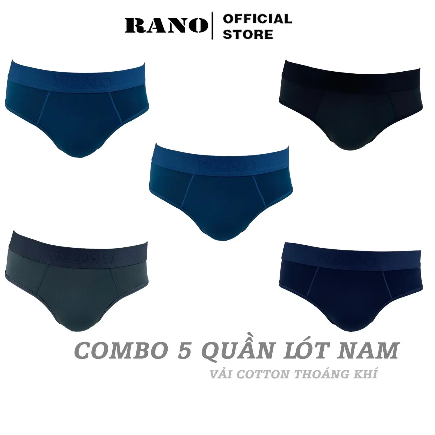 Combo 5 quần sịp nam tam giác RANO co giãn 4 chiều thoáng khí thun lạnh cao cấp 3XL Boxer Quần Boxer