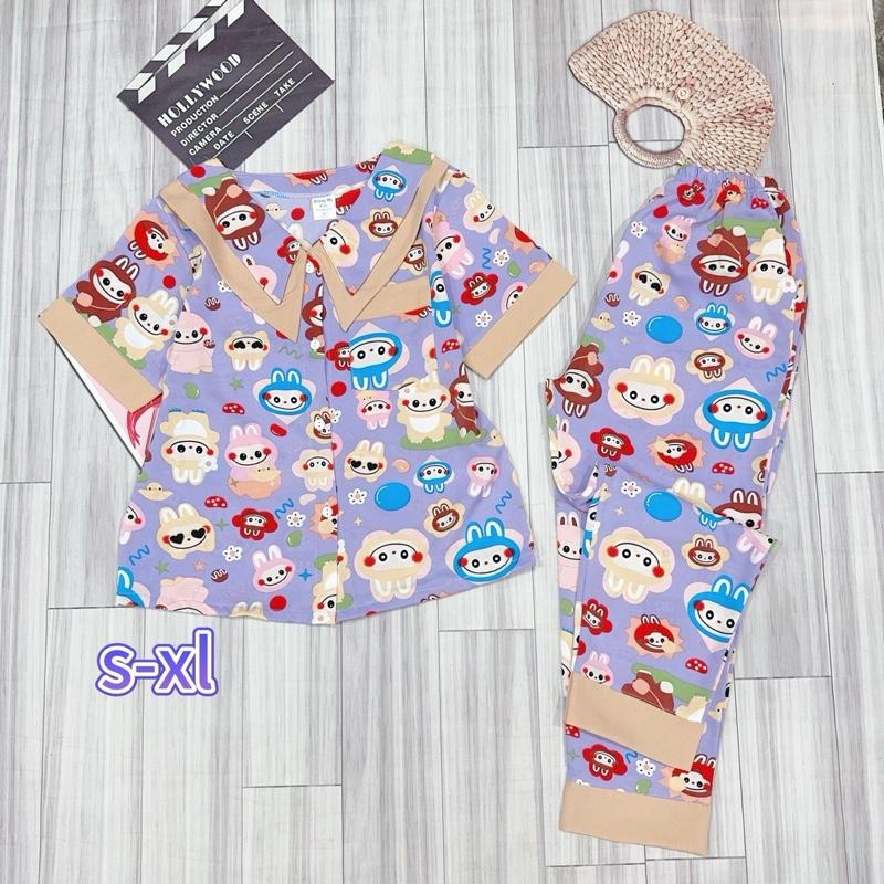 MÃ 62 . 22-48kg . Bộ quần dài tay ngắn cổ lá nhọn pijama cho bé gái size đại chất liệu LỤA MANGO mềm mịn . Bộ đồ mặc nhà thoáng mát thấm hút mồ hôi Women Quần Ngủ Áo Ngủ đồ  bộ  pijama  cho  bé  gái  30  đến 4