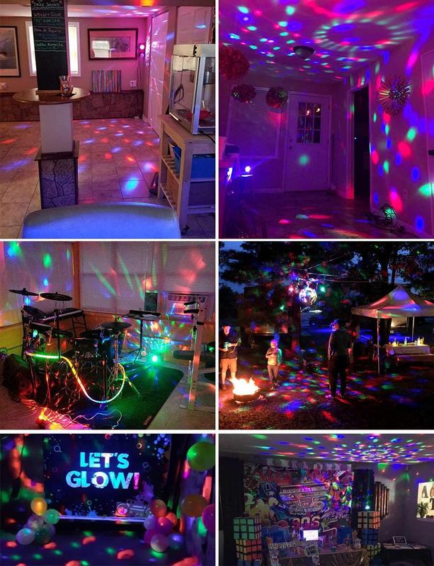 Product Introduction of 1/2PCS Disco Ball Party Lights LED RGB Sound Activated Stage Rotating Projector Lamp Christmas Gift Wedding Party Club Laser Show Lamps 7