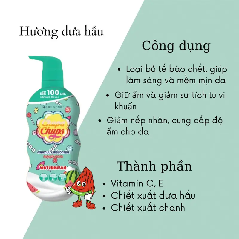 sưɑ~ tắm hương hoa quả Chupa Chups Thái Lan chai to 550ml hàng chính hãnġ 1