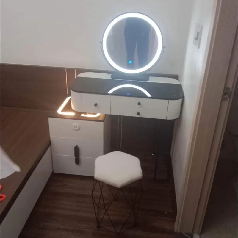 Bàn trang điểm mini size 80, tích hợp nghe nhạc Blutus, đèn led cảm ứng 3 màu 6