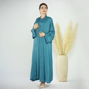 Gaun dan Jubah Muslimah, Warna Sardin Pejal, Rekaan Keriting, Gaya Baju Kurung, dengan Renda, Keanggunan Aisha, LR584 + 582