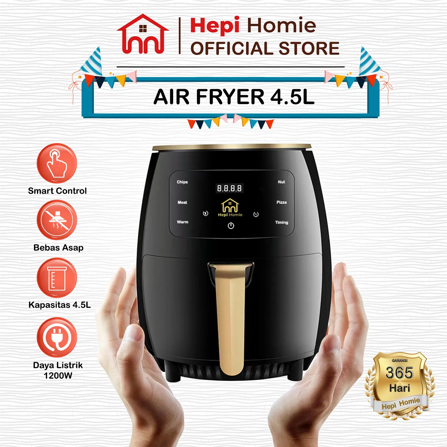 [HH] DIGITAL AIR FRYER 4.5L / MESIN PENGGORENG TANPA MINYAK 4.5 LITER 1200 WATT 4.5 L
