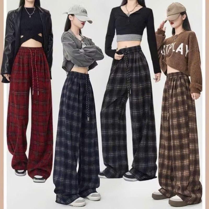 { Hàng mới ] Quần Xuông Nữ kẻ Carô Dạ dày dặn ( xuông cao cấp có dây rút dễ phối đồ ) Women Pants quần  sọc 0
