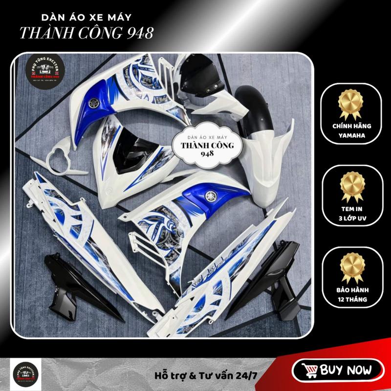 Dàn áo Exciter 135 Trắng Xanh mẫu LC - Tặng Tem, Baga  Phụ Tùng Phụ Kiện Decal Sticker Nhãn Dán