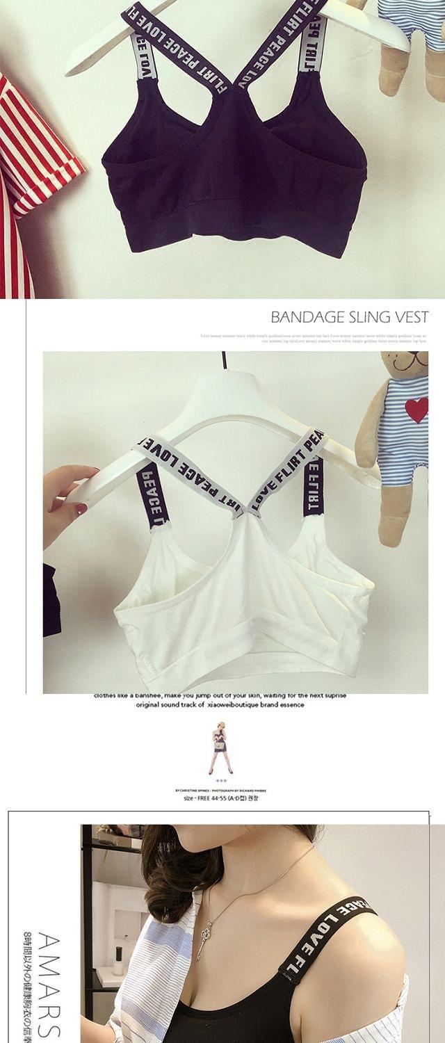 Product Introduction of Beautiful back sports underwear wrap letters with parachute bustier type bra girls without steel ring bra bra pads 4