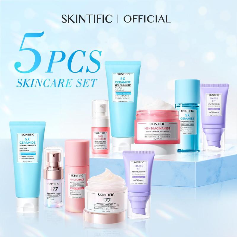 SKINTIFIC Hot Sale 5PCS Matte Sunscreen Skincare Set-Glowin - TikTok ...