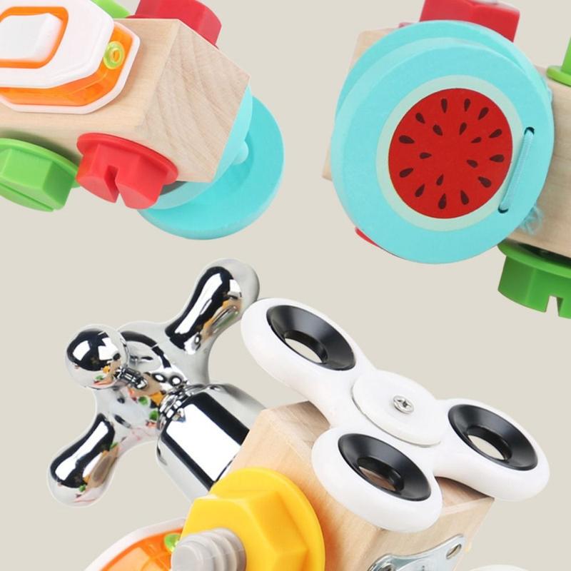 TONMA Rotary Screw Montessori Busy Nut Combination Ability Training Hand Grasping Toddler Busy Board Hands-on Switch Function Training Lock Box Infant Baby 5