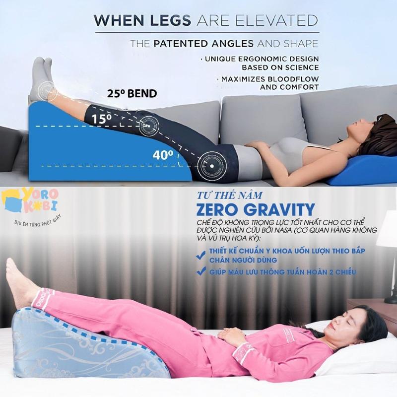 Gối kê chân giãn tĩnh mạch giúp máu lưu thông tuần hoàn 2 chiều, giúp ngủ ngon và xâu hơn- Hàng chính hãng Yorokobi