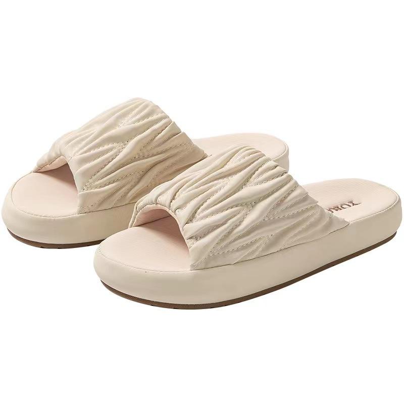 Dép Lê Vải Lanh Và Cotton Xếp Ly, Yuangang, Dành Cho Phụ Nữ Và Nam Giới, Mùa Lò Xo Và Mùa Hè, Nội Thất Gia Đình, Da PU, Không Trơn Trượt, Có Thể Đeo Ngoài Trời Tất Cả Các Mùa, Đáy Gân 4