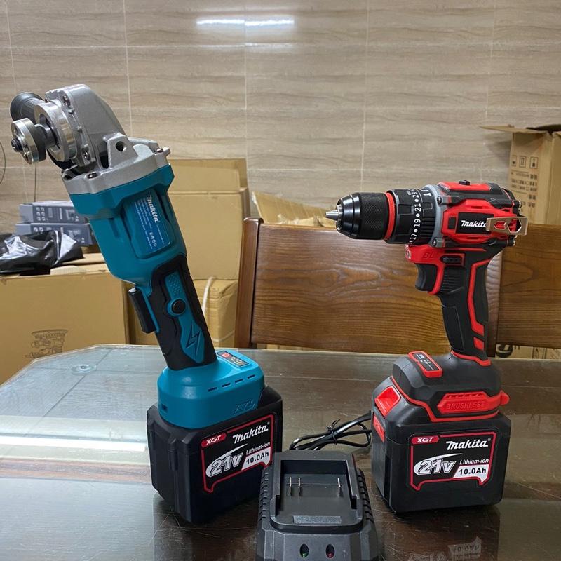  Combo Máy Cắt Makita Và Máy Khoan Pin 3 Chức Năng M-01b Động Cơ Không Chổi Than Chân Pin Phổ Thông Và 1 Pin 20 Cell Sạc 