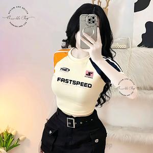 Áo Thun Croptop Borip Viền Tay Raglan Form Basic Ôm Body Nữ In Hình Fast Speed, Kích Cở Chỉ Có Size S, Áo Croptop Ôm Body Nữ Áo Kiểu Xinh Đẹp In Hình Độc Lạ Đi Biển Đang Hot 2025 Mặc Hè Mặc Nhà Mặc Đi Chơi Thoải Mái