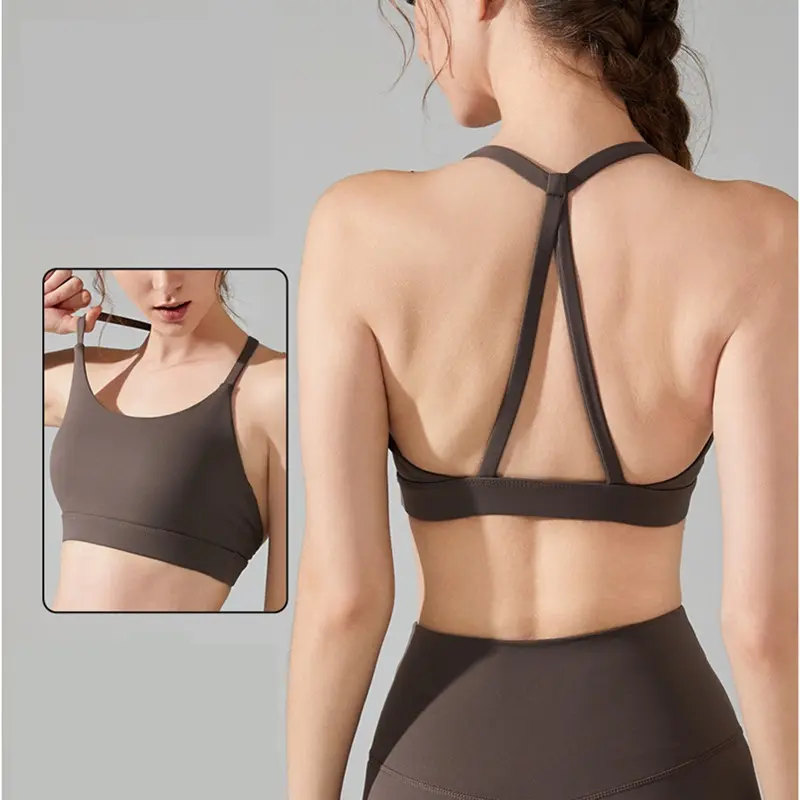 Lycra Comfort Yoga Bra Chest Pad Running Sports Bra Gym Top Women Stretch Push Up Underwear Women Fitness Tank Top