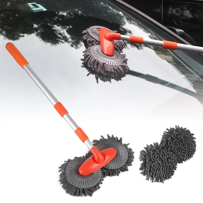 Long Handle Car Glass Cleaning Brush with Double Brushes, Durable Car Windshield Cleaner, Retractable Car Wash Mop, Professional Car Washing & Maintenance Supplies, Car Cleaning Tool 5