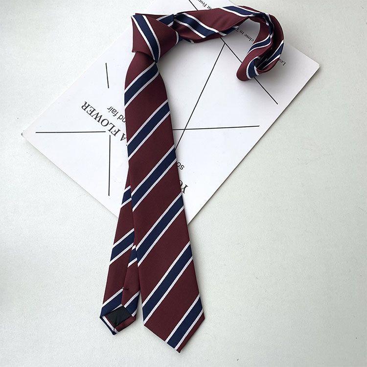 Product Introduction of School Supply Japanese Style JK Tie Women Accessories Decoration DK Uniform Bow Tie Hand-tied Academy Style Wine Red Striped Tie 2