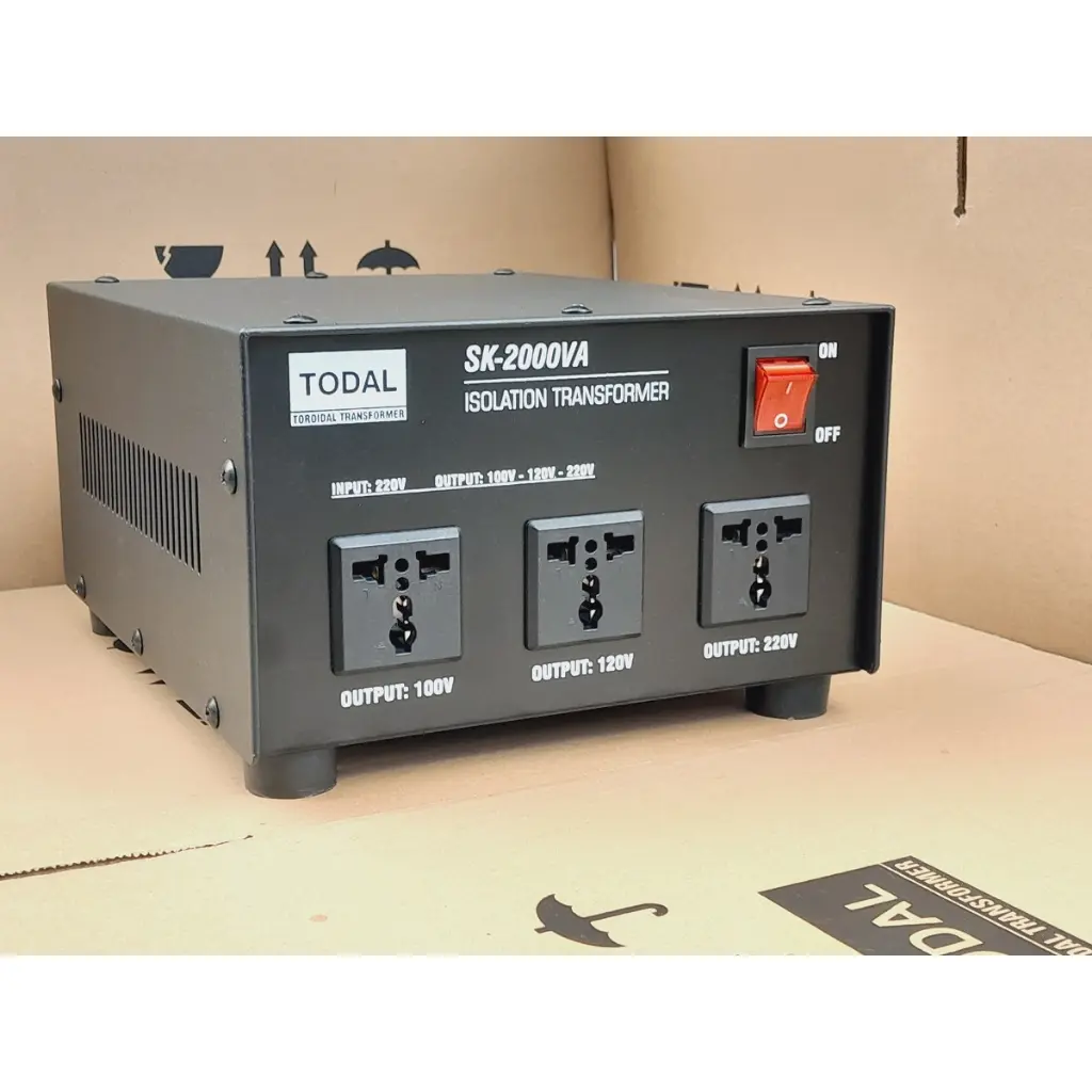 100% dây đồng- Biến áp cách ly xuyến TODAL 2kVA điện vào 220V điện ra 220V 120V 100V