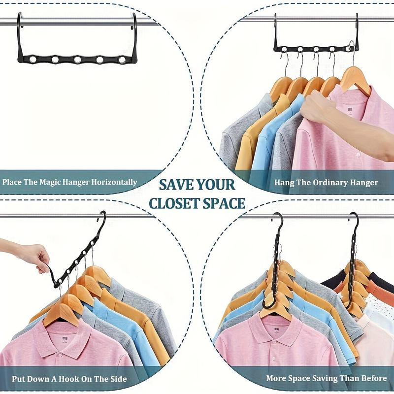 Product Introduction of Space Saving Clothes Hanger, 4 Counts Magic Clothes Hanger, Multifunctional Clothes Organizer for Home Closet, Home Organizer, Hanging 4