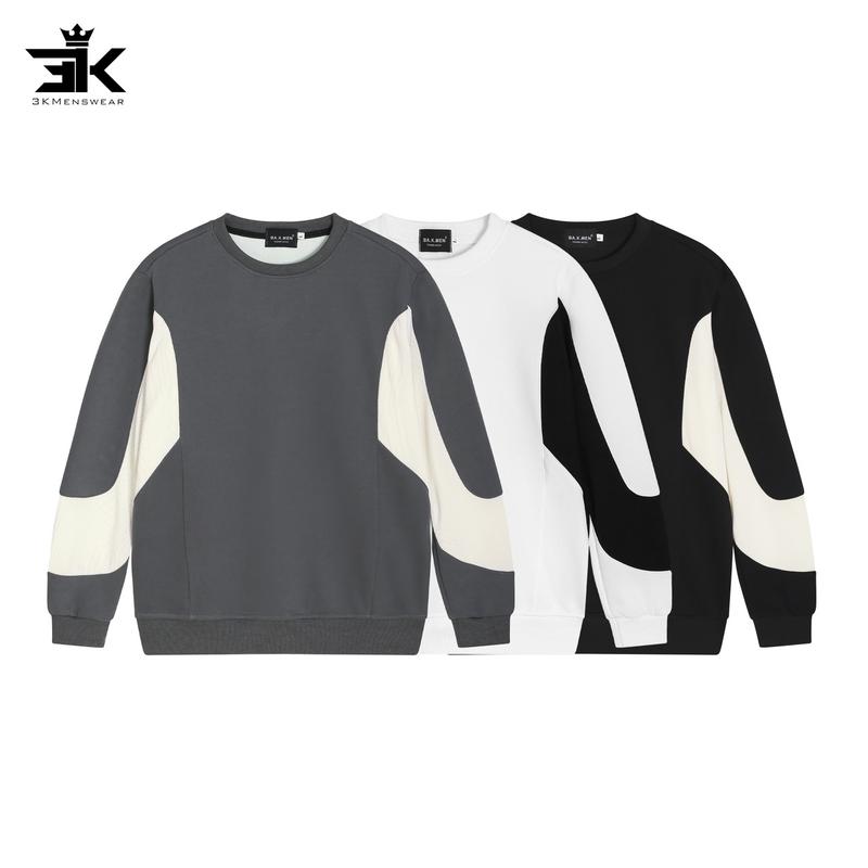 Áo nỉ cotton sweater phối tay 3Kmen from 45-85kg Menswear Dài Tay Màu Đen Tay Dài Voi hoodie nocturnal