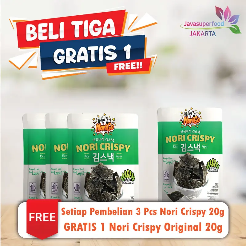 {BELI 3 GRATIS 1} Norigo / Nori Crispy Seaweed Snack 20g Rumput Laut Halal 1