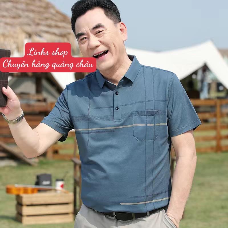 (Quảng châu) Áo Thun Nam Trung Niên Linhs shop  HÀNG LOẠI 1  Áo Thun Trung Tuổi Cộc Tay Tặng Bố Chất Mềm Mát